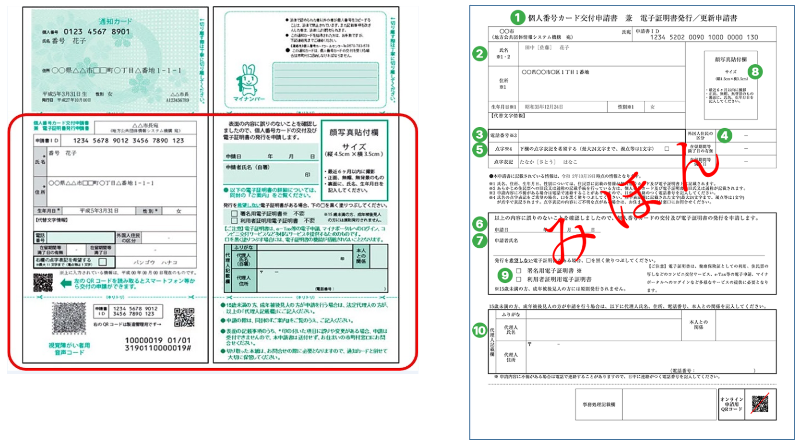 マイナンバーカード交付申請書（見本）